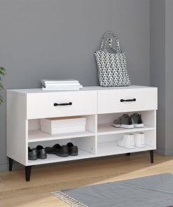 Scarpiera Bianca 102x35x55 Cm In Legno Multistrato