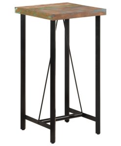 Tavolino Da Bar 55x55x107 Cm Legno Massello Di Recupero E Ferro