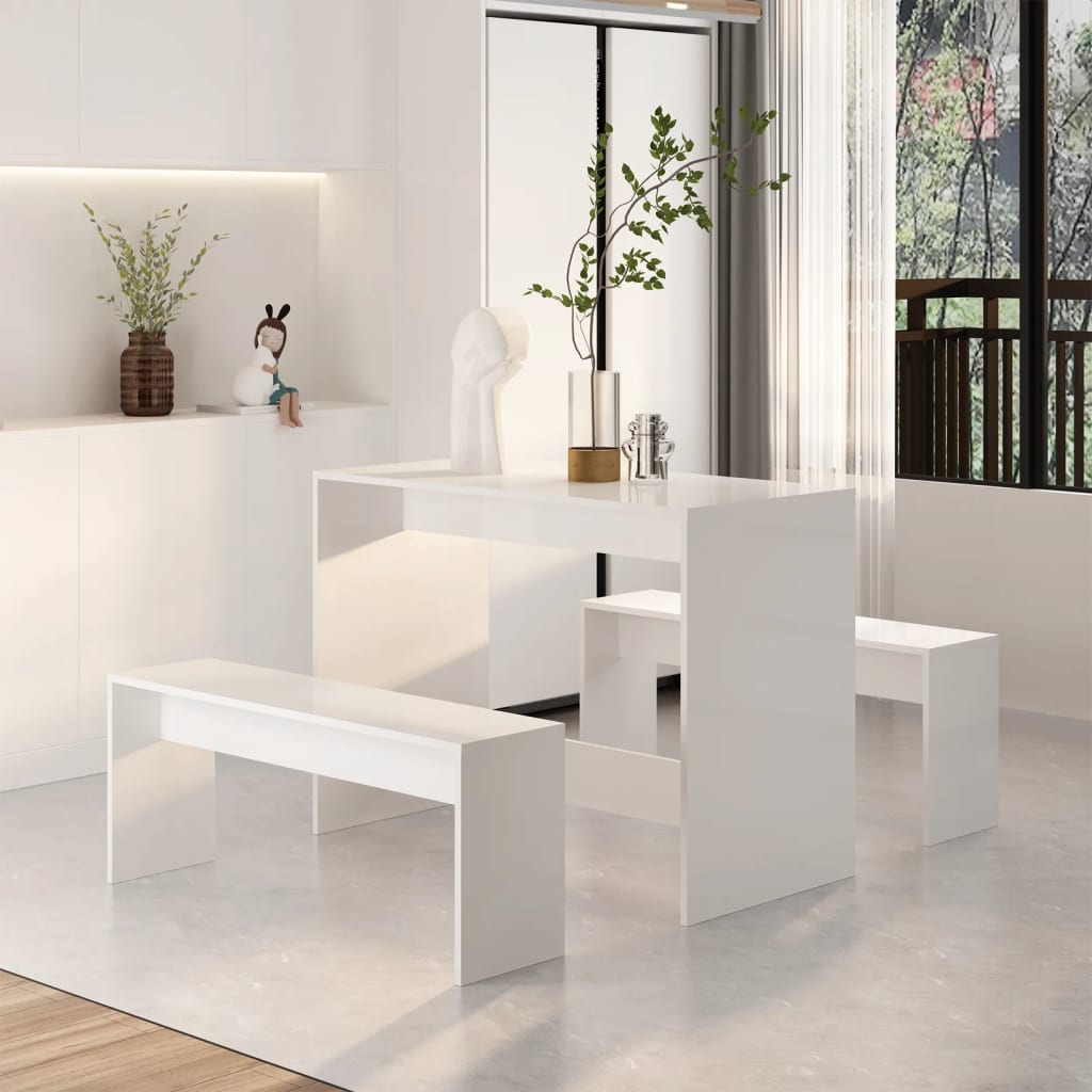 Set Da Pranzo 3 Pz Bianco Lucido In Truciolato