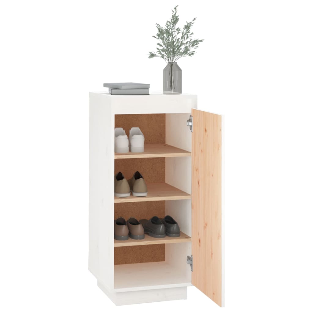 Scarpiera Bianca 35x35x80 Cm In Legno Massello Di Pino