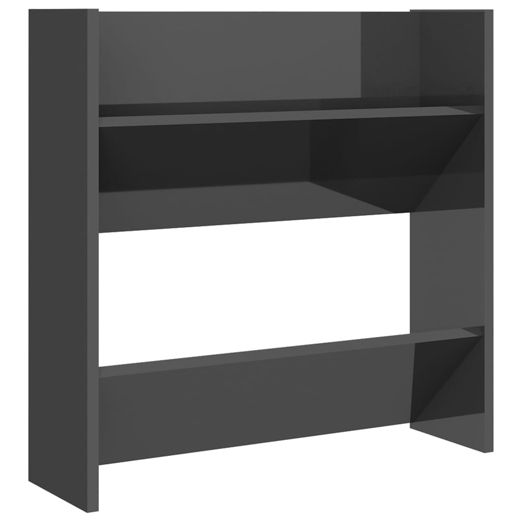 Scarpiere A Muro 2pz Grigio Lucido 60x18x60cm Legno Multistrato