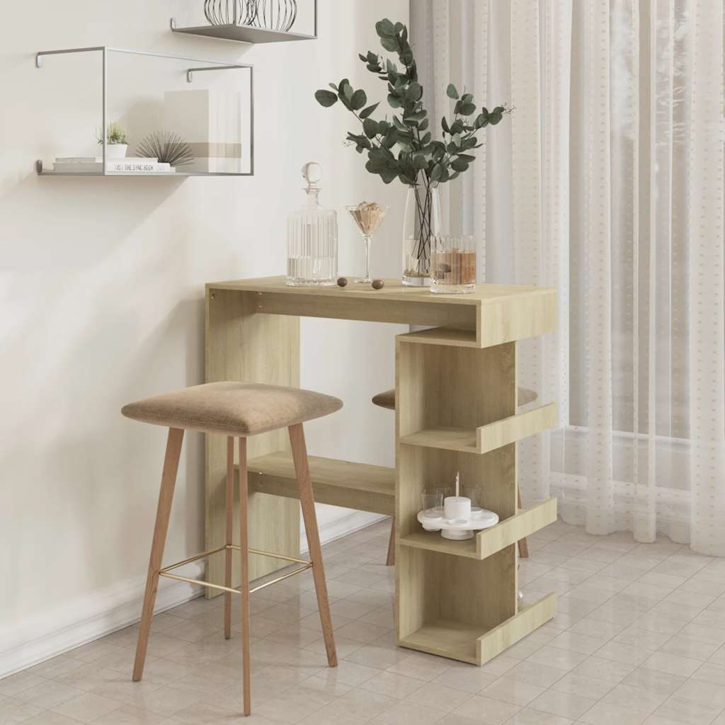 Tavolo Bar Con Ripiani Rovere Sonoma 100x50x101,5 Cm Truciolato