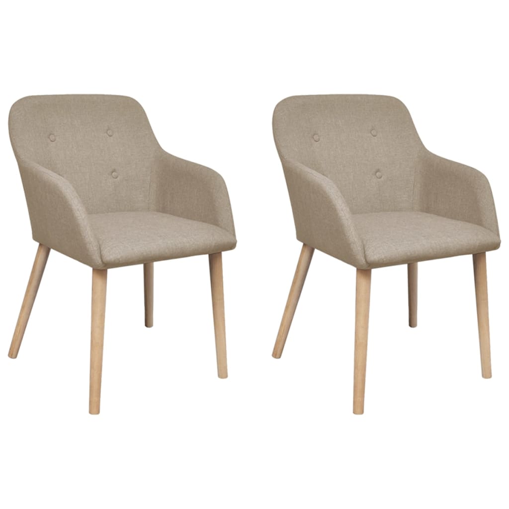 Sedie Da Pranzo 2pz Beige In Tessuto E Legno Massello Di Rovere - Image 5