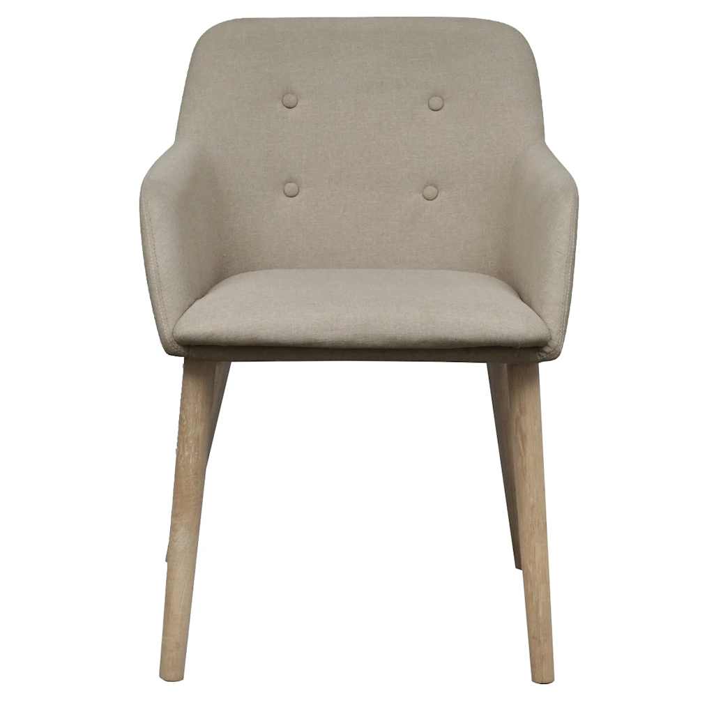 Sedie Da Pranzo 2pz Beige In Tessuto E Legno Massello Di Rovere - Image 2