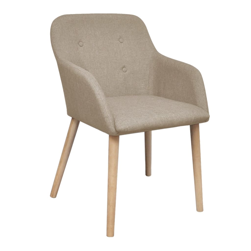 Sedie Da Pranzo 2pz Beige In Tessuto E Legno Massello Di Rovere - Image 6