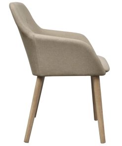 Sedie Da Pranzo 2pz Beige In Tessuto E Legno Massello Di Rovere