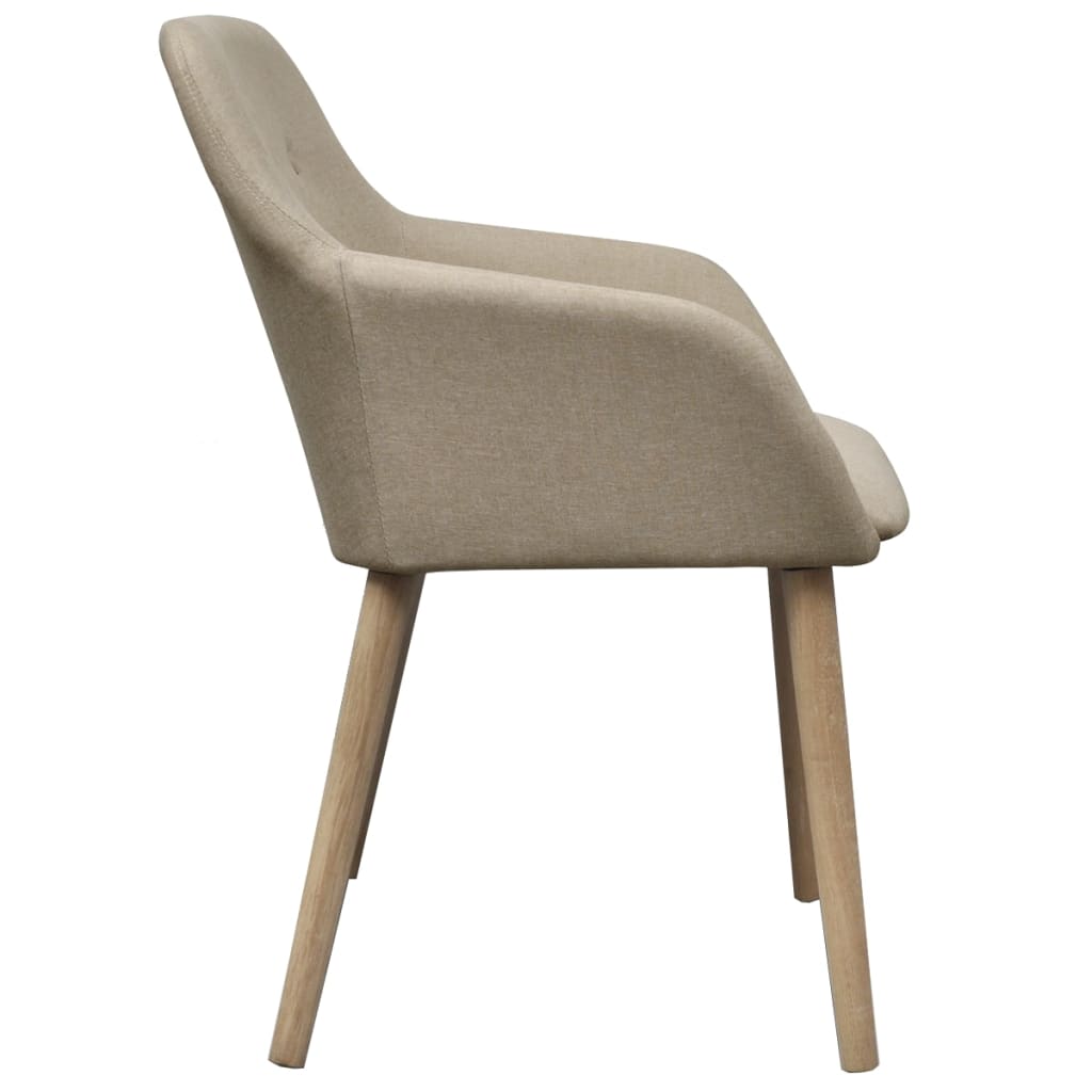 Sedie Da Pranzo 2pz Beige In Tessuto E Legno Massello Di Rovere