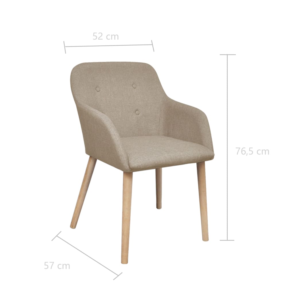 Sedie Da Pranzo 2pz Beige In Tessuto E Legno Massello Di Rovere - Image 3