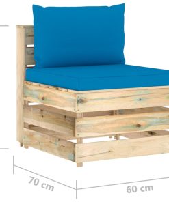 Divano Centrale Modulare Con Cuscini In Legno Impregnato Verde