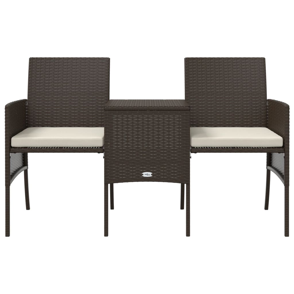 Divano Giardino 2posti Con Tavolo E Sgabelli Marrone Polyrattan - Image 5