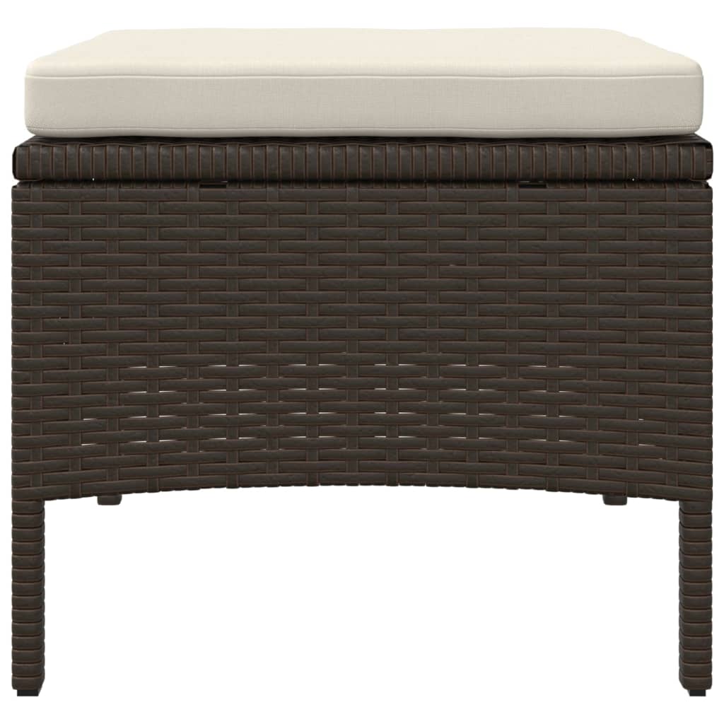 Divano Giardino 2posti Con Tavolo E Sgabelli Marrone Polyrattan - Image 3