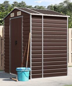 Capanno Da Giardino Marrone 191x130x198 Cm In Acciaio Zincato