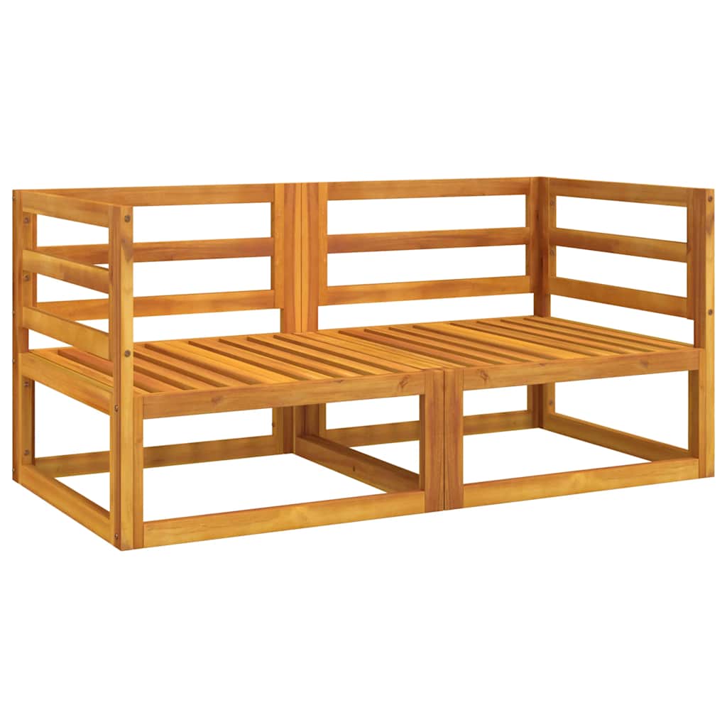Divani Angolo Modulari 2pz Cuscini Grigio Chiaro Legno Acacia
