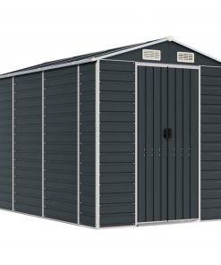Capanno Da Giardino Antracite 191x300x198 Cm In Acciaio Zincato