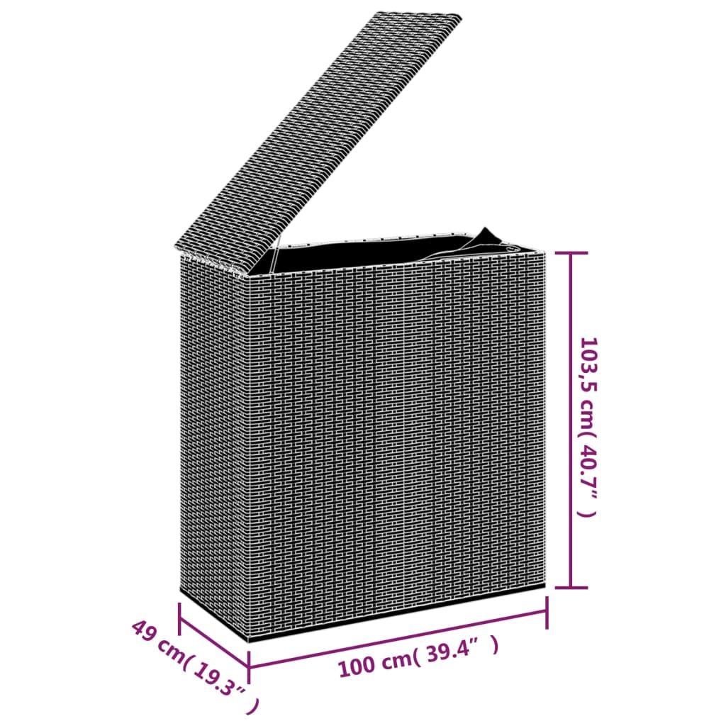 Contenitore Da Giardino In Rattan Pe 100x49x103,5 Cm Grigio