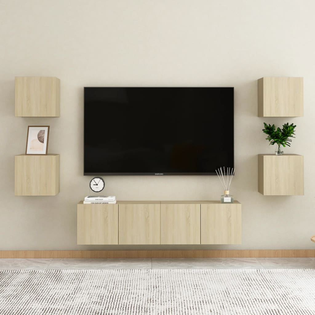 Set Di Mobili Porta Tv 6 Pz Rovere Sonoma In Legno Multistrato
