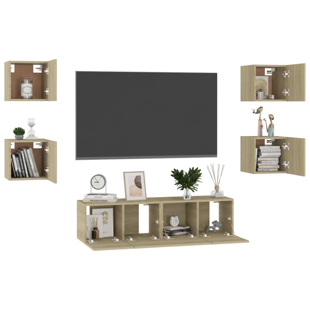 Set Di Mobili Porta Tv 6 Pz Rovere Sonoma In Legno Multistrato - Image 6