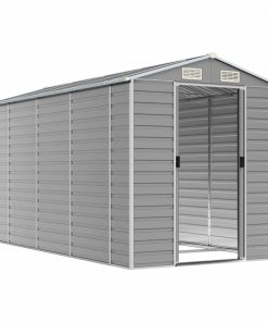 Casetta Da Giardino Grigio Chiaro 191x385x198 Cm In Acciaio Zincato