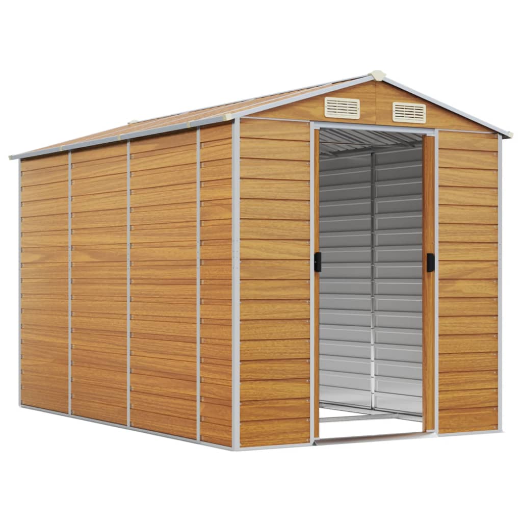 Casetta Da Giardino Marrone Chiaro 191x300x198 Cm In Acciaio Zincato