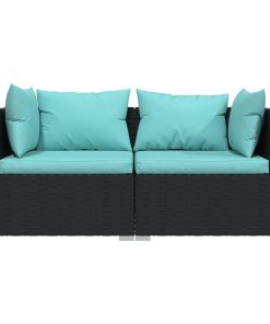 Divano A 2 Posti Con Cuscini In Polyrattan Nero