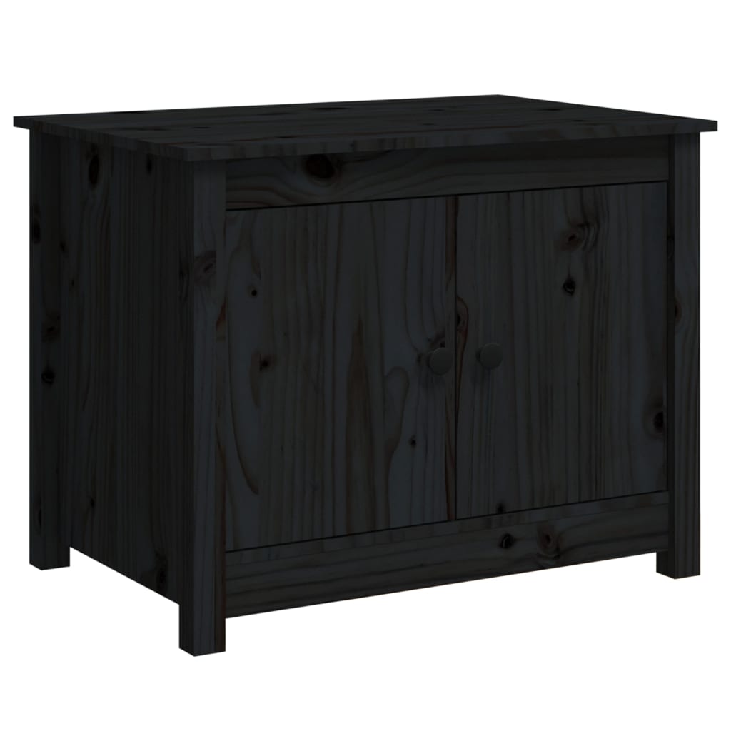 Tavolino Da Salotto Nero 71x49x55cm In Legno Massello Di Pino - Image 3