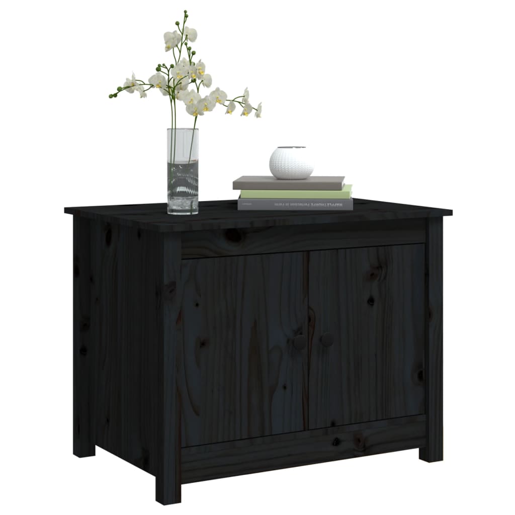 Tavolino Da Salotto Nero 71x49x55cm In Legno Massello Di Pino - Image 6