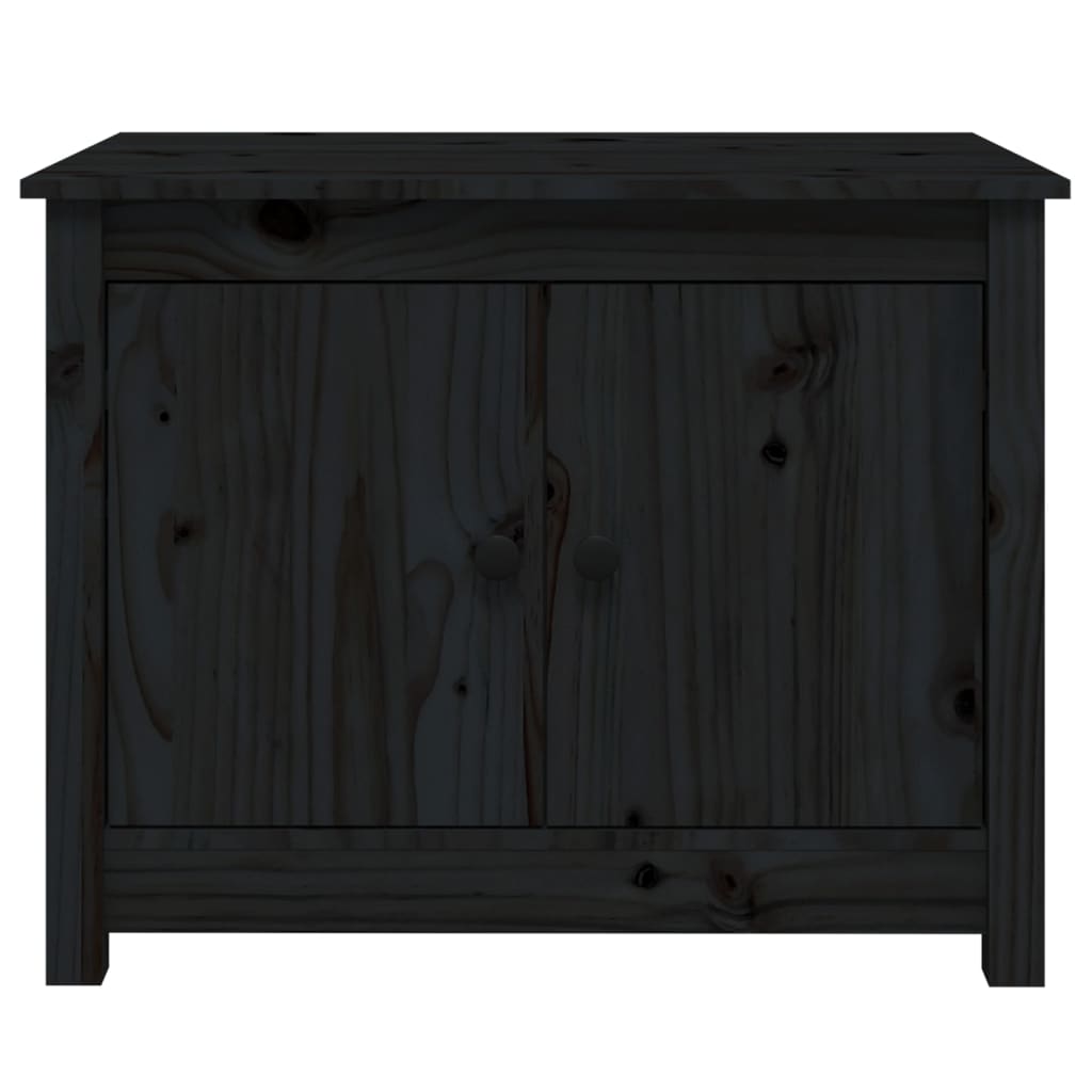 Tavolino Da Salotto Nero 71x49x55cm In Legno Massello Di Pino - Image 4