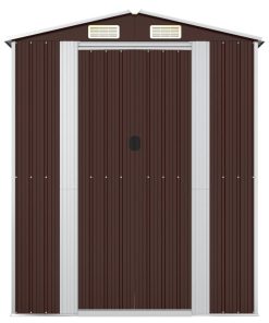 Capanno Da Giardino Marrone Scuro 192x108x223cm Acciaio Zincato
