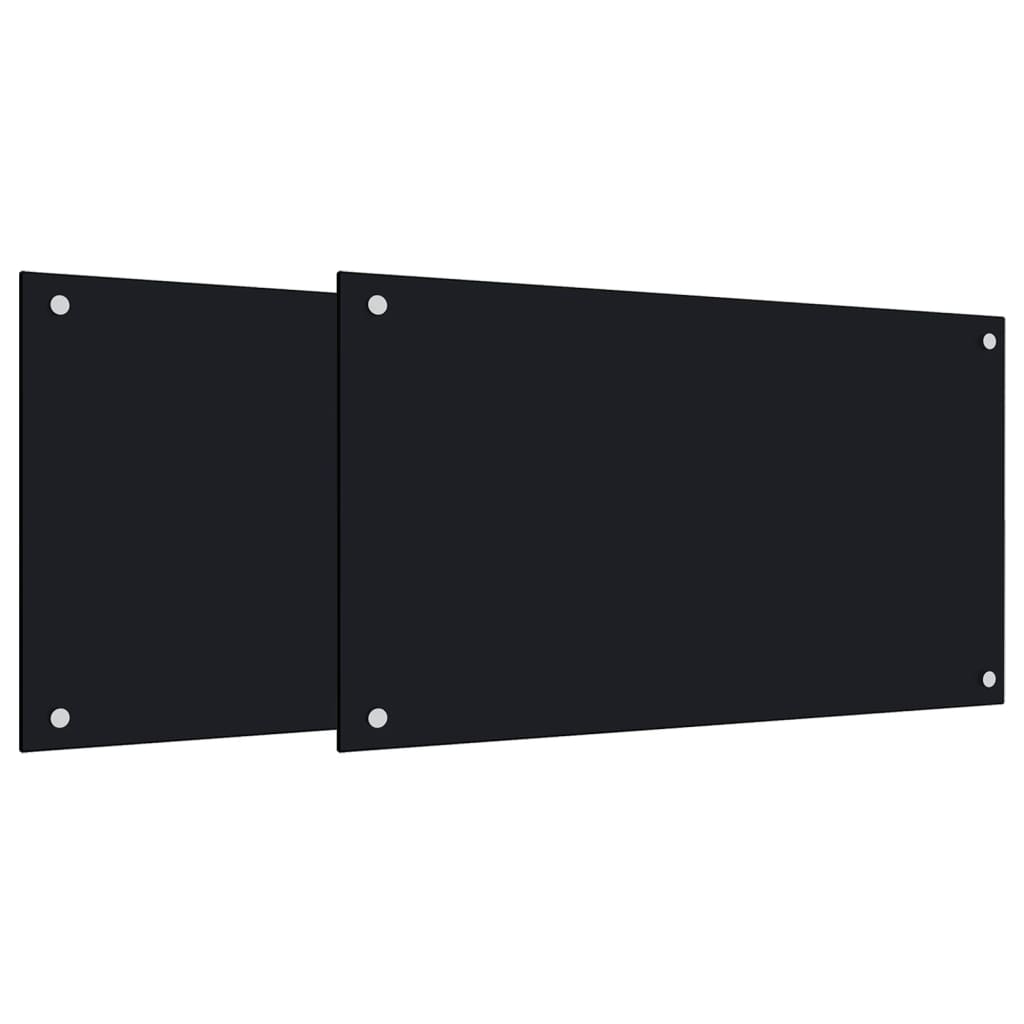 Paraschizzi Per Cucina 2 Pz Neri 70x60 Cm In Vetro Temperato