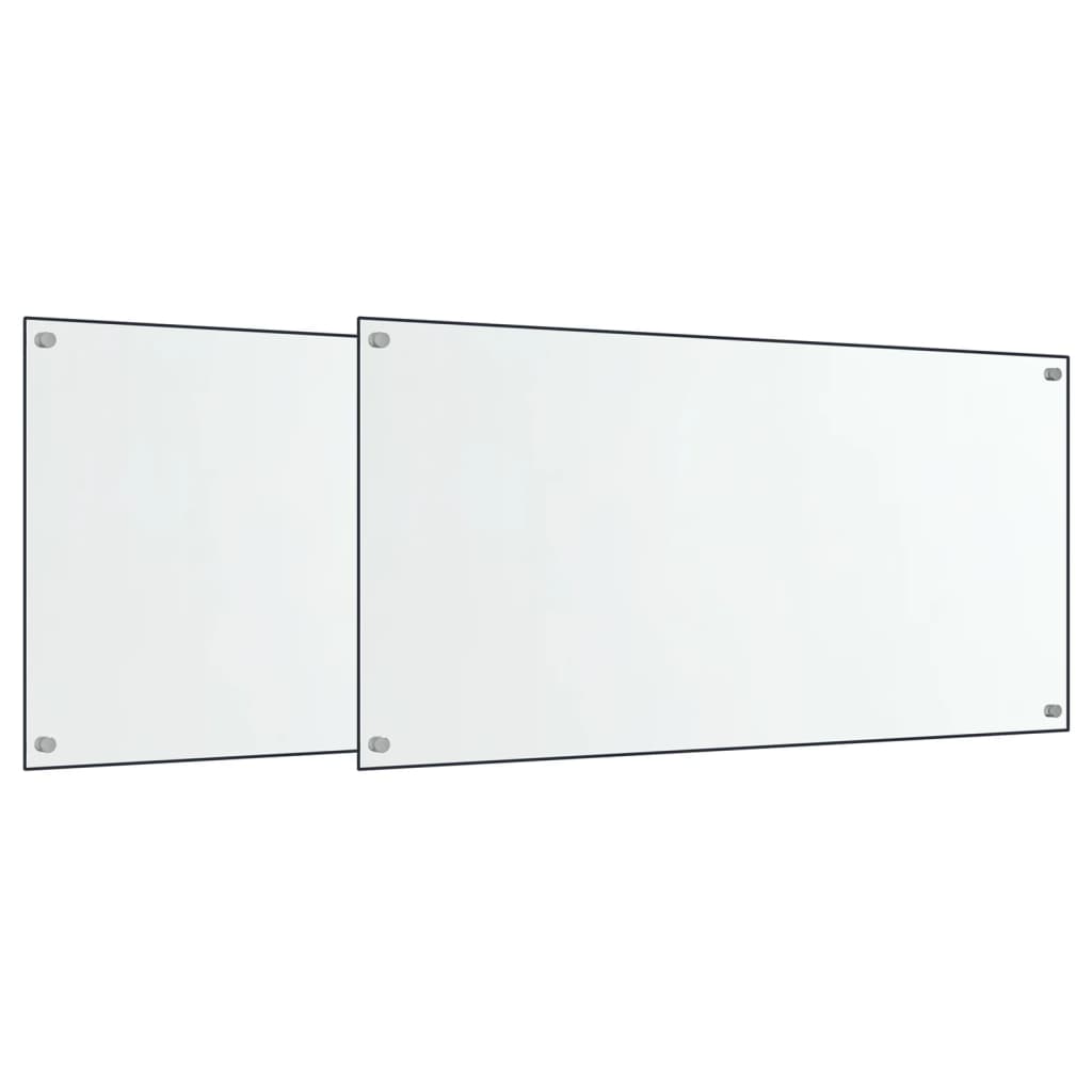 Paraschizzi Per Cucina 2 Pz Trasparente 80x40cm Vetro Temperato