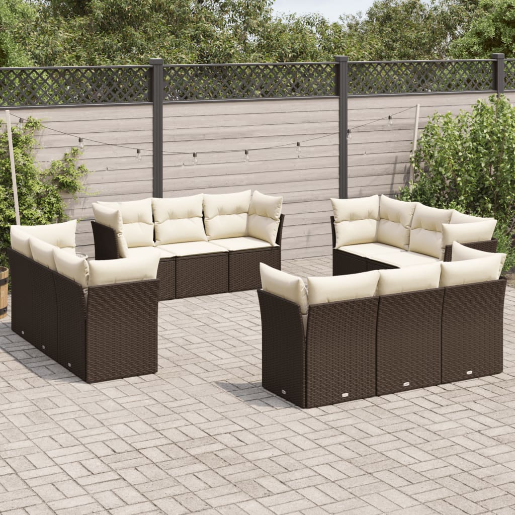 Set Divani Da Giardino 12 Pz Con Cuscini Marrone In Polyrattan - Image 3