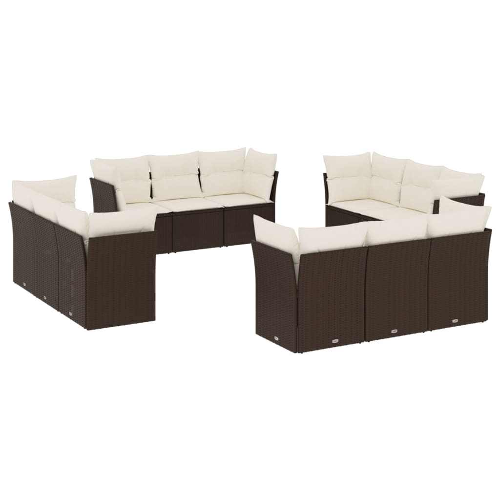 Set Divani Da Giardino 12 Pz Con Cuscini Marrone In Polyrattan
