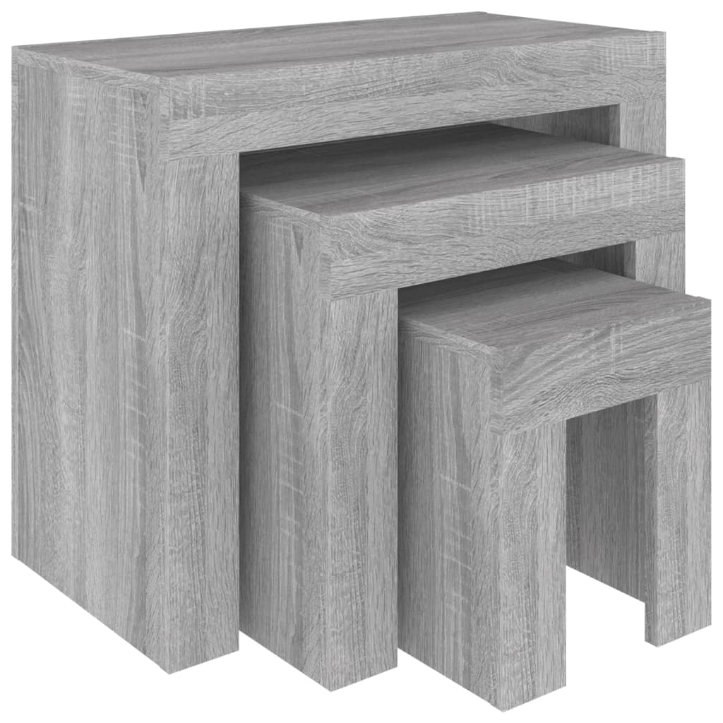Tavolini Salotto Impilabili 3pz Grigio Sonoma Legno Multistrato - Image 4