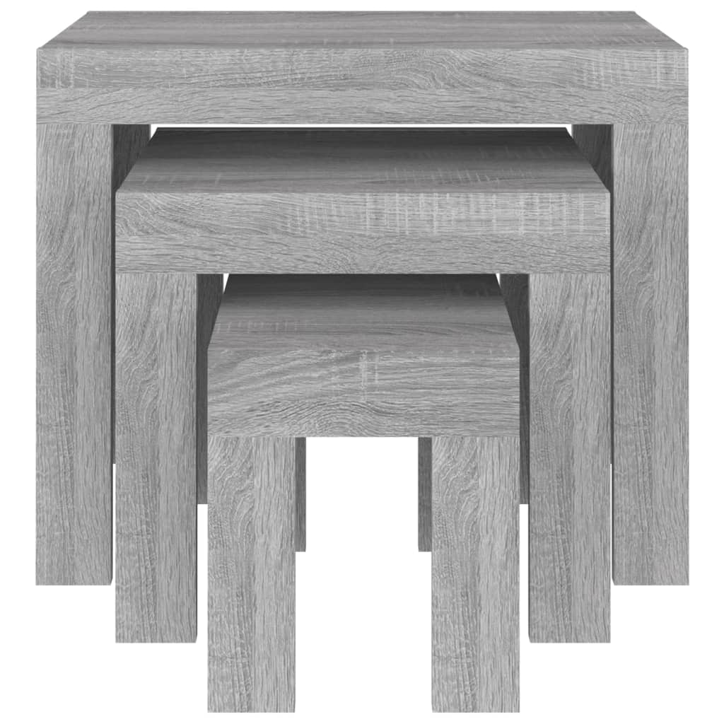 Tavolini Salotto Impilabili 3pz Grigio Sonoma Legno Multistrato - Image 2