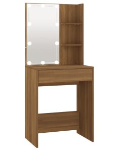 Toeletta Con Led Rovere Marrone 60x40x140 cm