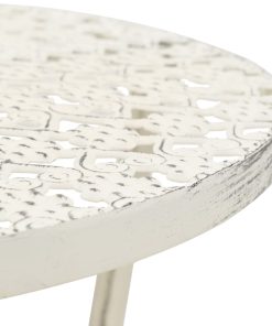 Tavolino Da Bar Vintage Circolare In Metallo 40x70cm Bianco