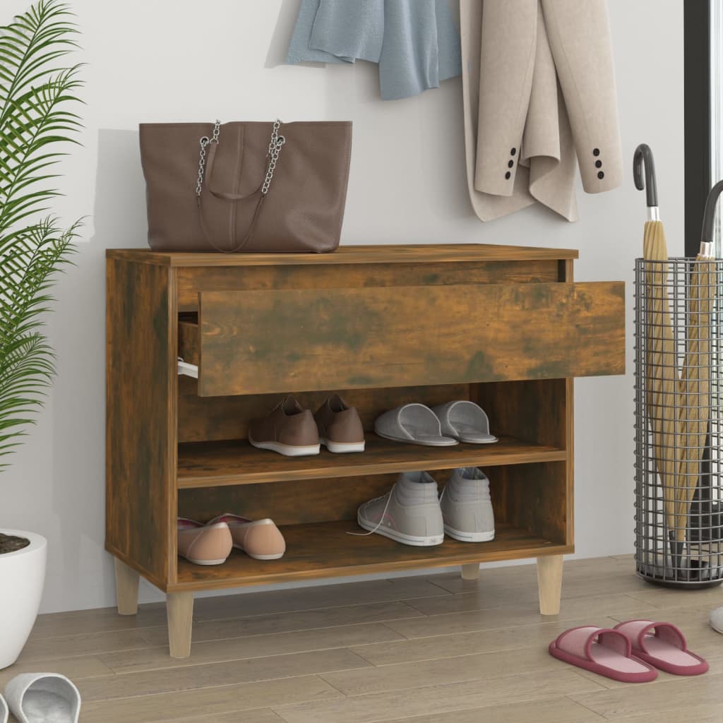 Scarpiera Rovere Fumo 70x36x60 Cm In Legno Multistrato