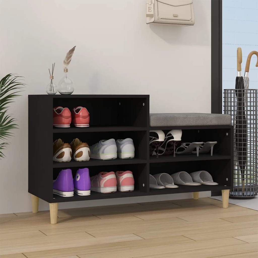 Scarpiera Nera 102x36x60 Cm In Legno Multistrato