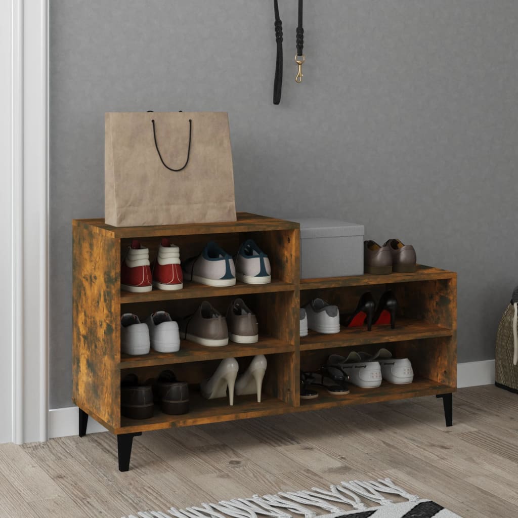 Scarpiera Rovere Fumo 102x36x60 Cm In Legno Multistrato - Image 3