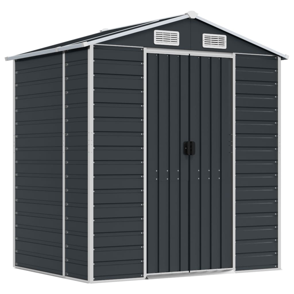 Capanno Da Giardino Antracite 191x130x198 Cm In Acciaio Zincato