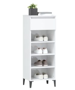 Scarpiera Bianco Lucido 40x36x105 Cm In Legno Multistrato