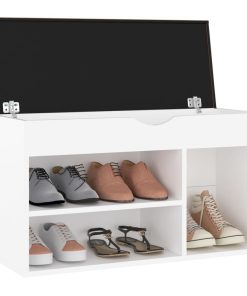 Panca Porta Scarpe Con Cuscino Bianca 80x30x47cm Multistrato