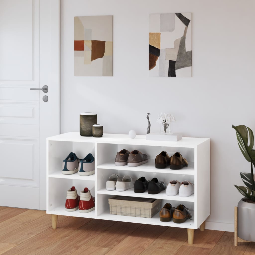 Scarpiera Bianco Lucido 102x36x60 Cm In Legno Multistrato