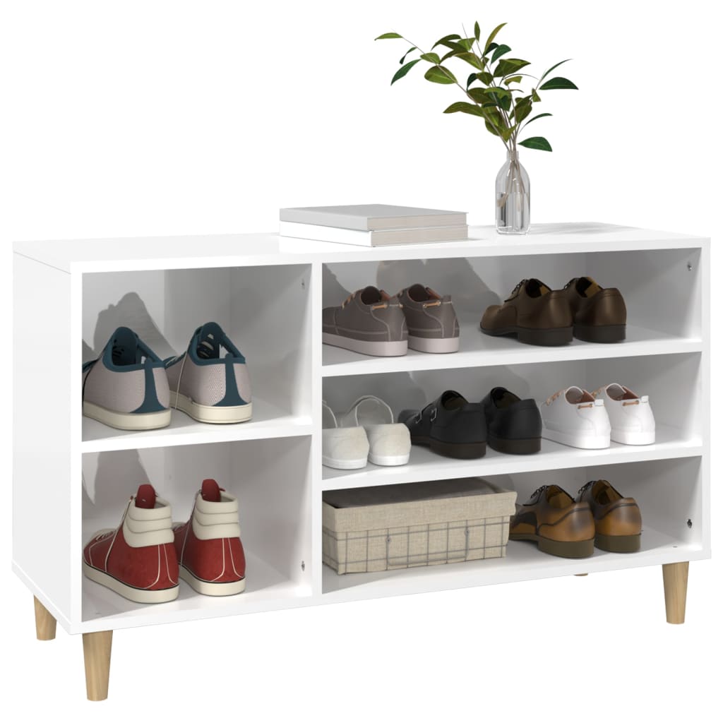 Scarpiera Bianco Lucido 102x36x60 Cm In Legno Multistrato - Image 4