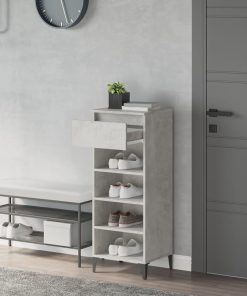 Scarpiera Grigio Cemento 40x36x105 Cm In Legno Multistrato