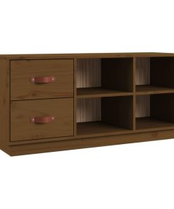 Scarpiera Ambrata 100x34x45 Cm In Legno Massello Di Pino