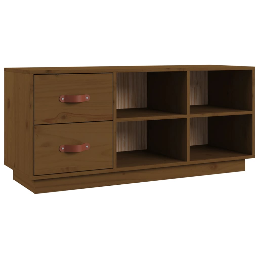 Scarpiera Ambrata 100x34x45 Cm In Legno Massello Di Pino