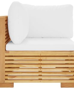 Divano Angolare Da Giardino Con Cuscini Crema Massello Di Teak