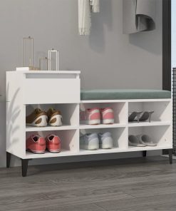 Scarpiera Bianco Lucido 102x36x60 Cm In Legno Multistrato