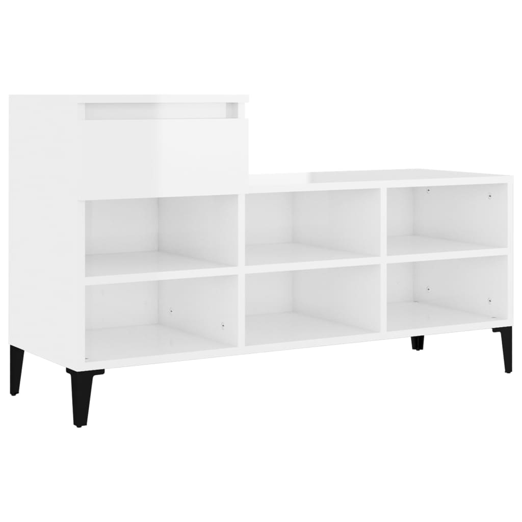Scarpiera Bianco Lucido 102x36x60 Cm In Legno Multistrato - Image 3